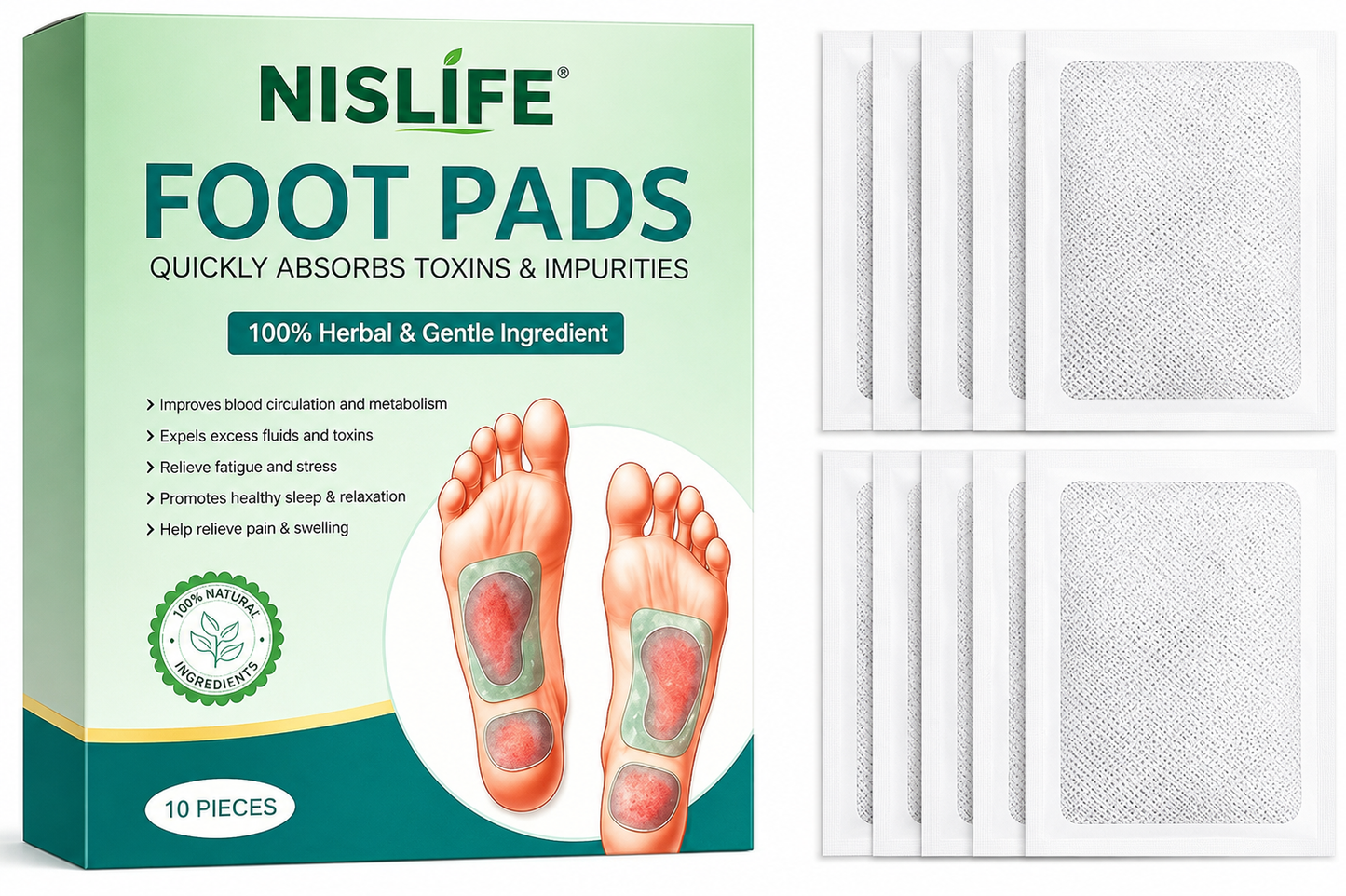 100% Herbal & Gentle Ingredient Weight Lose Foot Pads NT ( 50 PATCHES -BUY 1 GET 3 FREE)